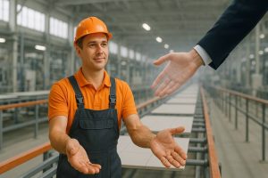 همکاری میان تولیدکننده کاشی و مشاور صادرات در خط تولید کارخانه